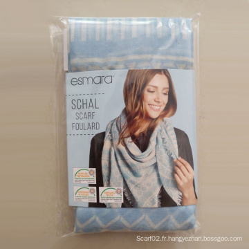 Polyester Voile Sky-Blue Geometry Big Square Scarf Environ 120 * 120cm
